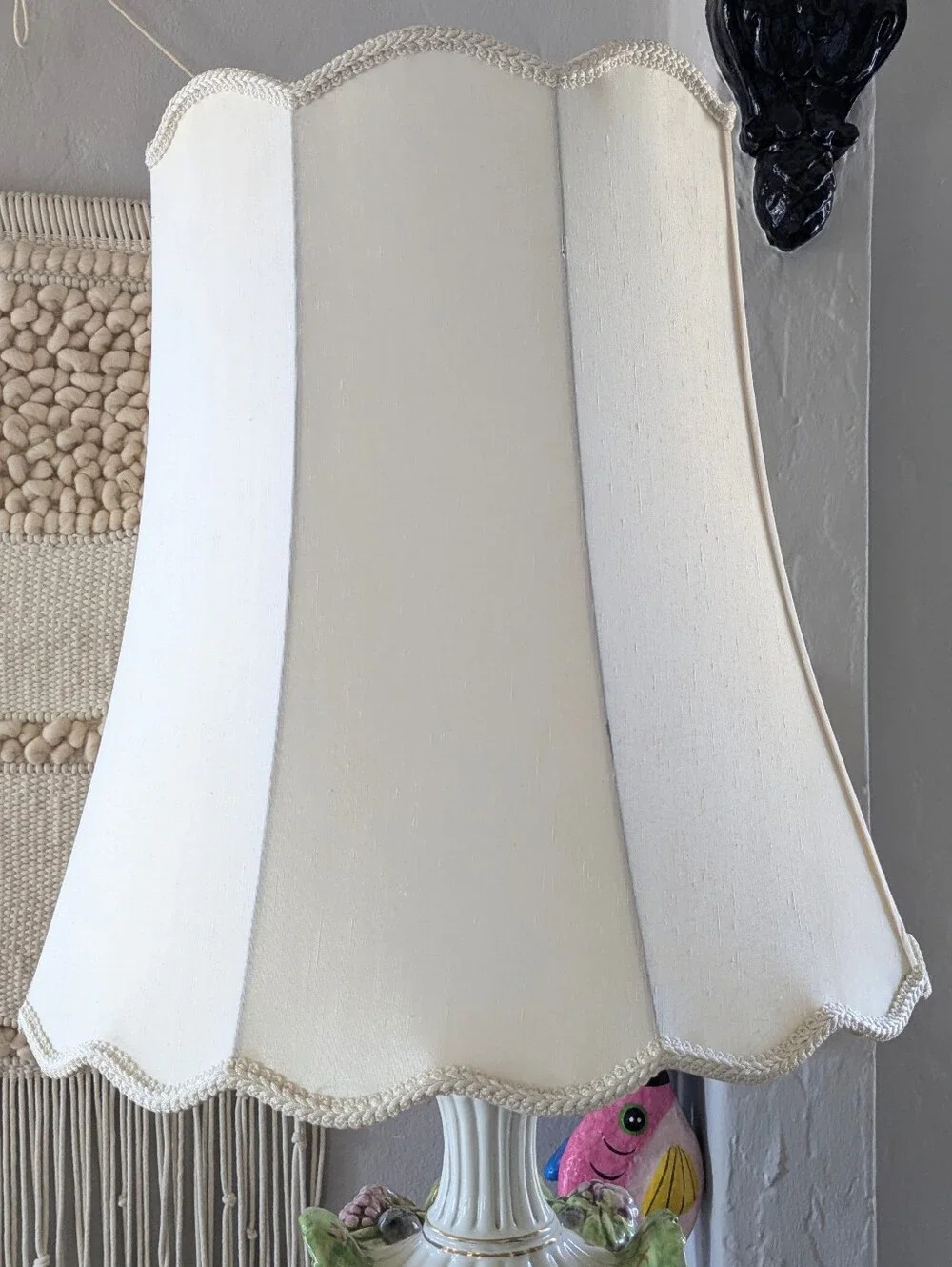 Vintage Nine-Panel Lace Detail Lampshade - Cottagecore Aesthetic